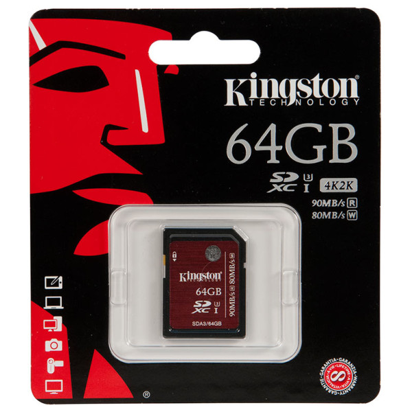 Карта пам'яті Kingston 4K SDXC 64GB Class10 UHS-I U3 R90/W80MB/s